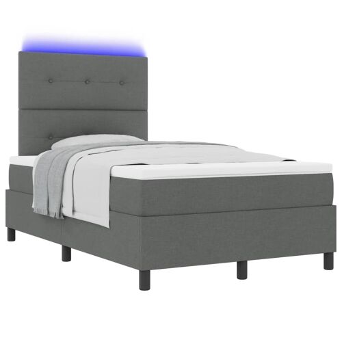 Box spring krevet Tamno siva 120 x 200 cm tkanina - Tamno siva 120 x 200 cm Prošiveno gumbima Cijena