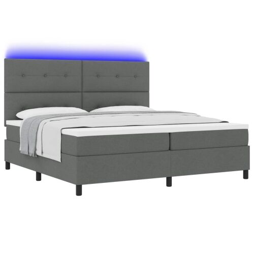 Box spring krevet Tamno siva 200 x 200 cm tkanina - Tamno siva 200 x 200 cm Prošiveno gumbima Cijena
