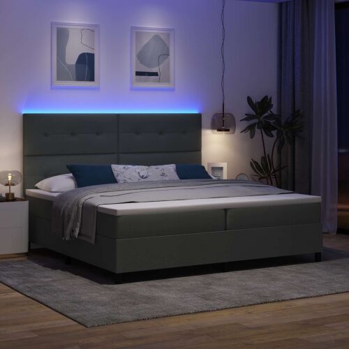 Box spring krevet Tamno siva 200 x 200 cm tkanina - Tamno siva 200 x 200 cm Prošiveno gumbima Cijena