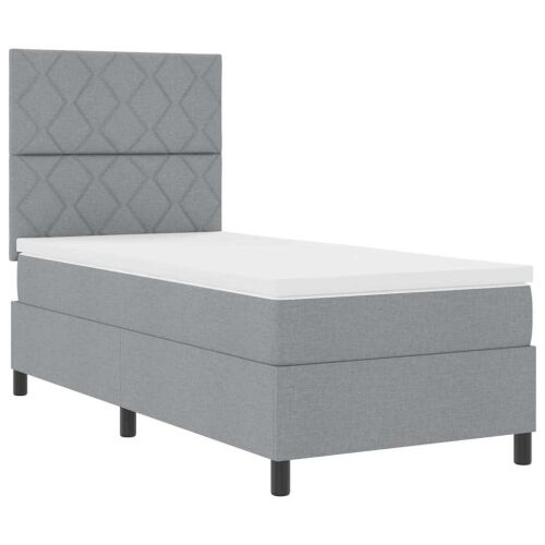 Box spring krevet Svjetlosiva 90 x 190 cm tkanina - Svjetlosiva 90 x 190 cm Dizajn s rombovima Cijena