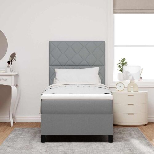 Box spring krevet Svjetlosiva 90 x 190 cm tkanina - Svjetlosiva 90 x 190 cm Dizajn s rombovima Cijena