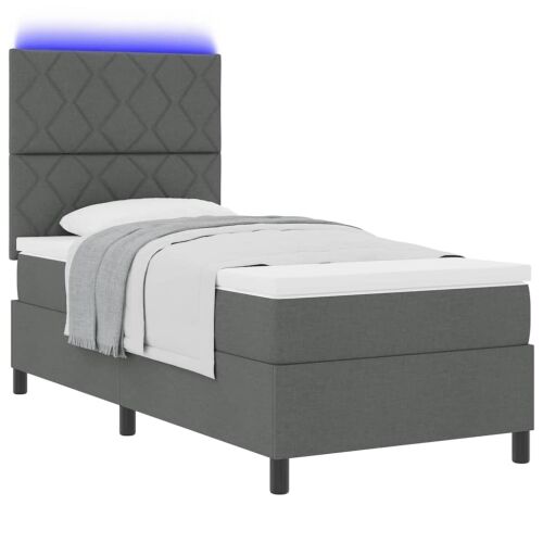 Box spring krevet Tamno siva 90 x 190 cm tkanina - Tamno siva 90 x 190 cm Dizajn s rombovima Cijena