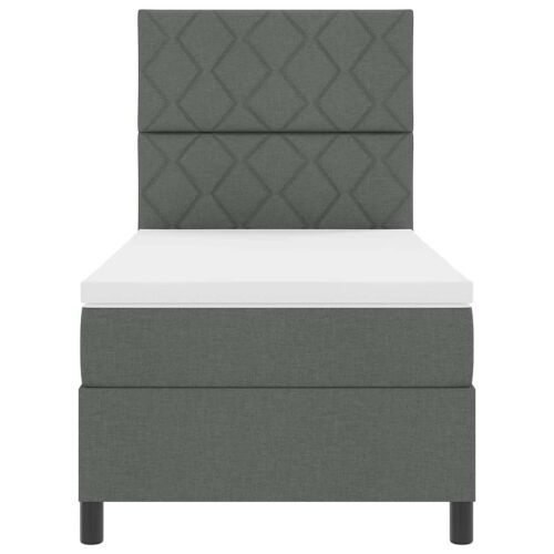 Box spring krevet Tamno siva 90 x 190 cm tkanina - Tamno siva 90 x 190 cm Dizajn s rombovima Cijena