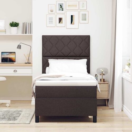 Box spring krevet Tamno smeđa 90 x 190 cm tkanina - Tamno smeđa 90 x 190 cm Dizajn s rombovima Cijena