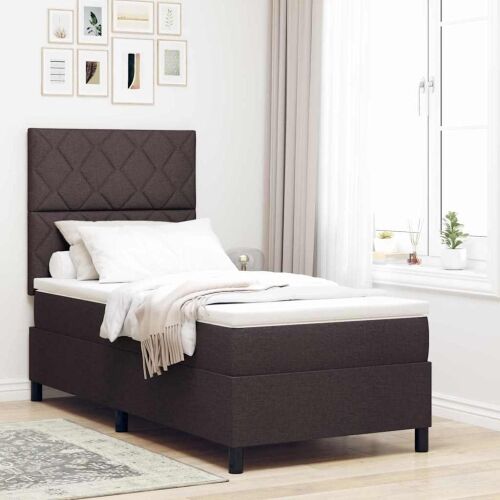 Box spring krevet Tamno smeđa 90 x 190 cm tkanina - Tamno smeđa 90 x 190 cm Dizajn s rombovima Cijena