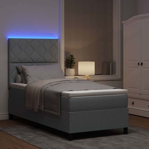 Box spring krevet Svjetlosiva 90 x 200 cm tkanina - Svjetlosiva 90 x 200 cm Dizajn s rombovima Cijena