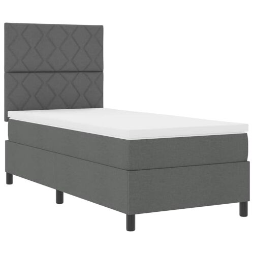 Box spring krevet Tamno siva 90 x 200 cm tkanina - Tamno siva 90 x 200 cm Dizajn s rombovima Cijena