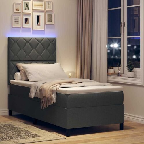 Box spring krevet Tamno siva 90 x 200 cm tkanina - Tamno siva 90 x 200 cm Dizajn s rombovima Cijena