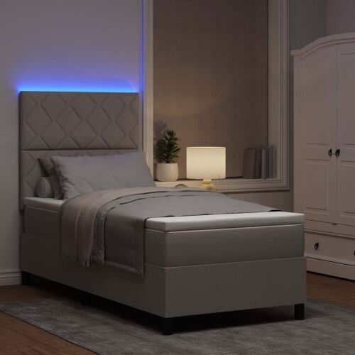 Box spring krevet Sivo-smeđa 90 x 200 cm tkanina - Sivo-smeđa 90 x 200 cm Dizajn s rombovima Cijena