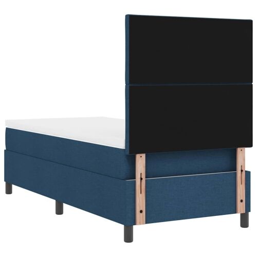 Box spring krevet s LED trakama Plava 90 x 200 cm tkanina - Plava 90 x 200 cm Dizajn s rombovima Cijena