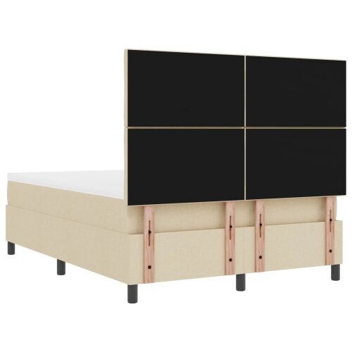 Box spring krevet s LED trakama Krema 160 x 200 cm tkanina - Krema 160 x 200 cm Dizajn s rombovima Cijena