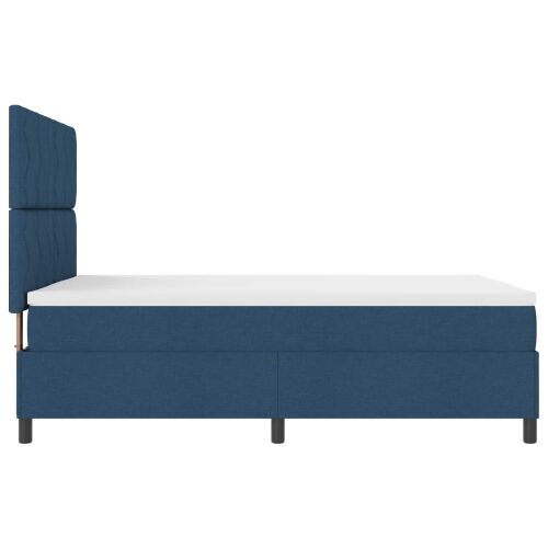 Box spring krevet s LED trakama Plava 160 x 200 cm tkanina - Plava 160 x 200 cm Dizajn s rombovima Cijena