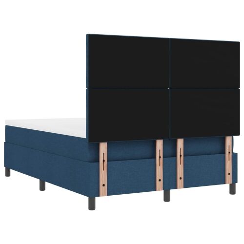 Box spring krevet s LED trakama Plava 160 x 200 cm tkanina - Plava 160 x 200 cm Dizajn s rombovima Cijena