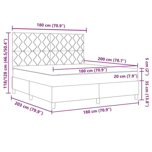 Box spring krevet Svjetlosiva 180 x 200 cm tkanina - Svjetlosiva 180 x 200 cm Dizajn s rombovima Cijena