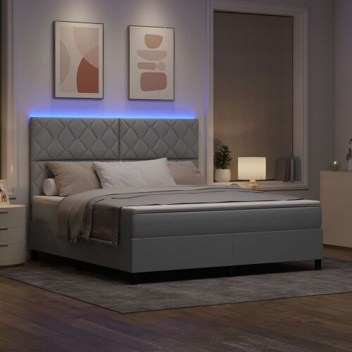 Box spring krevet Svjetlosiva 180 x 200 cm tkanina - Svjetlosiva 180 x 200 cm Dizajn s rombovima Cijena