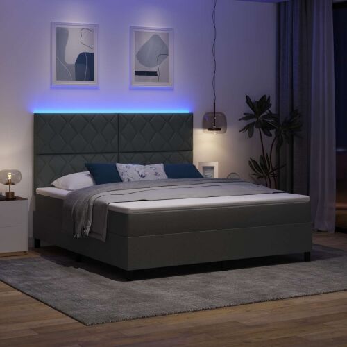 Box spring krevet Tamno siva 180 x 200 cm tkanina - Tamno siva 180 x 200 cm Dizajn s rombovima Cijena