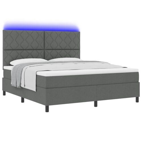 Box spring krevet Tamno siva 180 x 200 cm tkanina - Tamno siva 180 x 200 cm Dizajn s rombovima Cijena