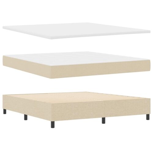 Box spring krevet s LED trakama Krema 180 x 200 cm tkanina - Krema 180 x 200 cm Dizajn s rombovima Cijena