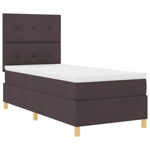 LED Box Spring Krevet Tamno smeđa 100 x 200 cm tkanina - Tamno smeđa 100 x 200 cm Prošiveno gumbima Cijena
