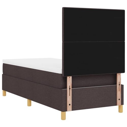 LED Box Spring Krevet Tamno smeđa 100 x 200 cm tkanina - Tamno smeđa 100 x 200 cm Prošiveno gumbima Cijena