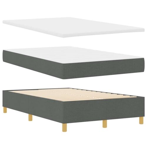 LED Box Spring Krevet Tamno siva 120 x 190 cm tkanina - Tamno siva 120 x 190 cm Prošiveno gumbima Cijena