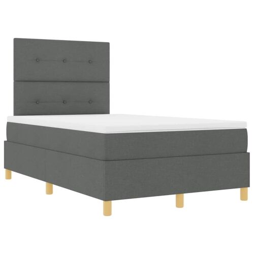 LED Box Spring Krevet Tamno siva 120 x 190 cm tkanina - Tamno siva 120 x 190 cm Prošiveno gumbima Cijena