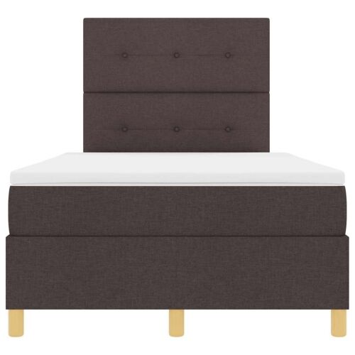 LED Box Spring Krevet Tamno smeđa 120 x 190 cm tkanina - Tamno smeđa 120 x 190 cm Prošiveno gumbima Cijena