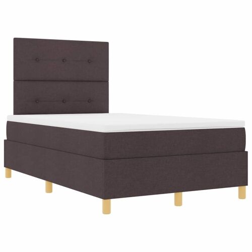 LED Box Spring Krevet Tamno smeđa 120 x 190 cm tkanina - Tamno smeđa 120 x 190 cm Prošiveno gumbima Cijena