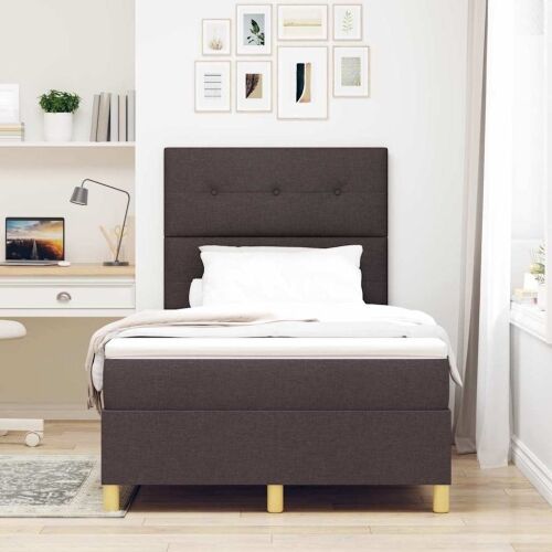 LED Box Spring Krevet Tamno smeđa 120 x 190 cm tkanina - Tamno smeđa 120 x 190 cm Prošiveno gumbima Cijena