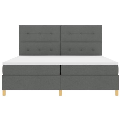 LED Box Spring Krevet Tamno siva 200 x 200 cm tkanina - Tamno siva 200 x 200 cm Prošiveno gumbima Cijena