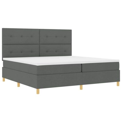 LED Box Spring Krevet Tamno siva 200 x 200 cm tkanina - Tamno siva 200 x 200 cm Prošiveno gumbima Cijena