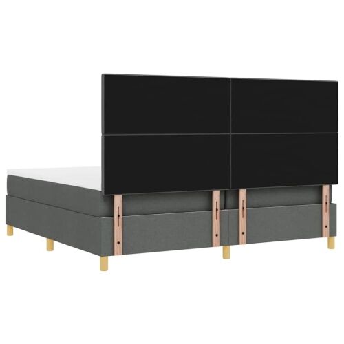 LED Box Spring Krevet Tamno siva 200 x 200 cm tkanina - Tamno siva 200 x 200 cm Prošiveno gumbima Cijena