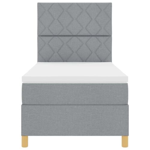 LED Box Spring Krevet Svijetlo siva 90 x 190 cm tkanina - Svjetlosiva 90 x 190 cm Dizajn s rombovima Cijena