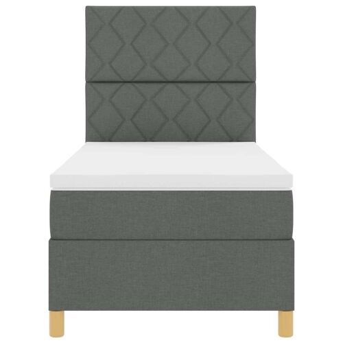 LED Box Spring Krevet Tamno siva 90 x 190 cm tkanina - Tamno siva 90 x 190 cm Dizajn s rombovima Cijena