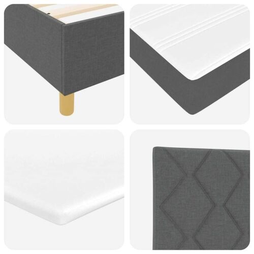 LED Box Spring Krevet Tamno siva 90 x 190 cm tkanina - Tamno siva 90 x 190 cm Dizajn s rombovima Cijena
