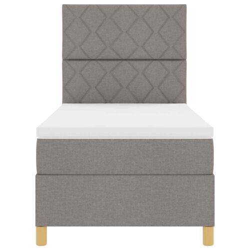 LED Box Spring Krevet Sivo-smeđa 90 x 200 cm tkanina - Sivo-smeđa 90 x 200 cm Dizajn s rombovima Cijena
