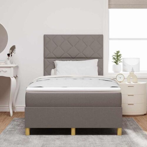 LED Box Spring Krevet Sivo-smeđa 120 x 190 cm tkanina - Sivo-smeđa 120 x 190 cm Dizajn s rombovima Cijena