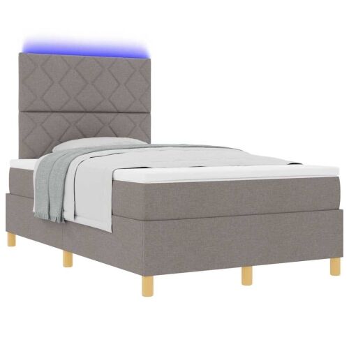 LED Box Spring Krevet Sivo-smeđa 120 x 190 cm tkanina - Sivo-smeđa 120 x 190 cm Dizajn s rombovima Cijena