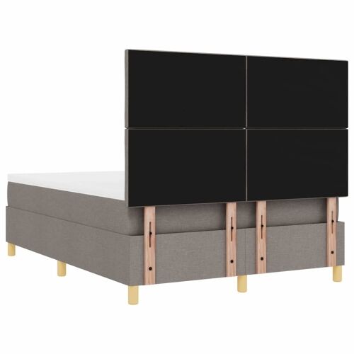 LED Box Spring Krevet Sivo-smeđa 140 x 190 cm tkanina - Sivo-smeđa 140 x 190 cm Dizajn s rombovima Cijena