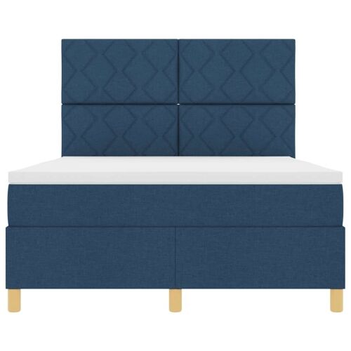 LED Box Spring Krevet s uzglavljem Plava 140 x 190 cm tkanina - Plava 140 x 190 cm Dizajn s rombovima Cijena