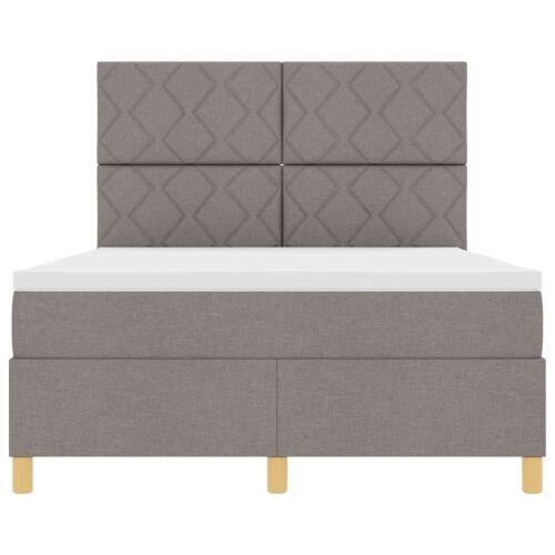 LED Box Spring Krevet Sivo-smeđa 140 x 200 cm tkanina - Sivo-smeđa 140 x 200 cm Dizajn s rombovima Cijena