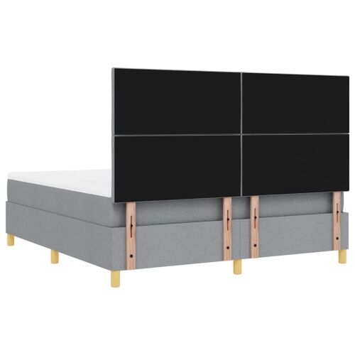 LED Box Spring Krevet Svijetlo siva 180 x 200 cm tkanina - Svjetlosiva 180 x 200 cm Dizajn s rombovima Cijena