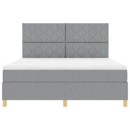 LED Box Spring Krevet Svijetlo siva 180 x 200 cm tkanina - Svjetlosiva 180 x 200 cm Dizajn s rombovima Cijena