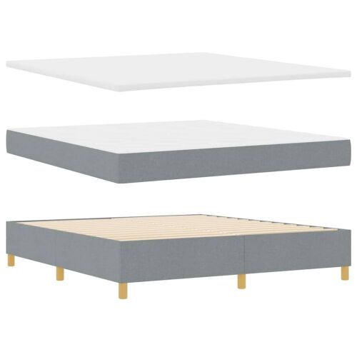 LED Box Spring Krevet Svijetlo siva 180 x 200 cm tkanina - Svjetlosiva 180 x 200 cm Dizajn s rombovima Cijena