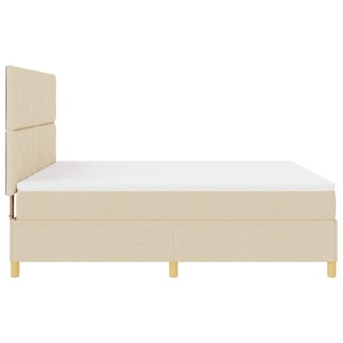 LED Box Spring Krevet s uzglavljem Krema 180 x 200 cm tkanina - Krema 180 x 200 cm Dizajn s rombovima Cijena