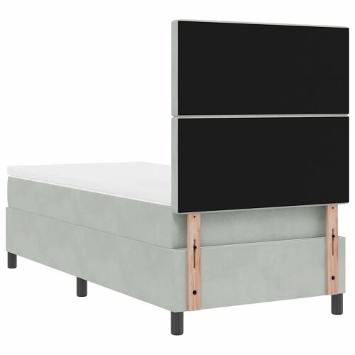 LED Box Spring Krevet Svijetlo siva 90 x 190 cm tkanina - Svjetlosiva 90 x 190 cm Kristal s dugmadima Cijena