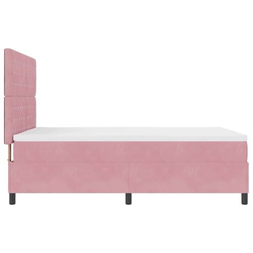 LED Box Spring Krevet s madracem Ružičasta 140 x 200 cm Baršun - Ružičasta 140 x 200 cm Kristal s dugmadima Cijena