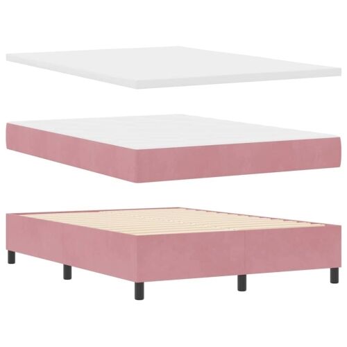 LED Box Spring Krevet s madracem Ružičasta 140 x 200 cm Baršun - Ružičasta 140 x 200 cm Kristal s dugmadima Cijena