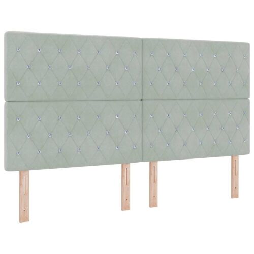 LED Box Spring Krevet Svijetlo siva 180 x 200 cm Baršun - Svjetlosiva 180 x 200 cm Kristal s dugmadima Cijena