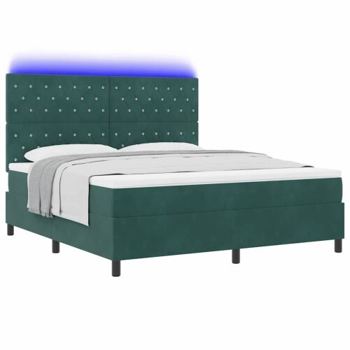 LED Box Spring Krevet Tamnozelena 180 x 200 cm Baršun - Tamnozelena 180 x 200 cm Kristal s dugmadima Cijena